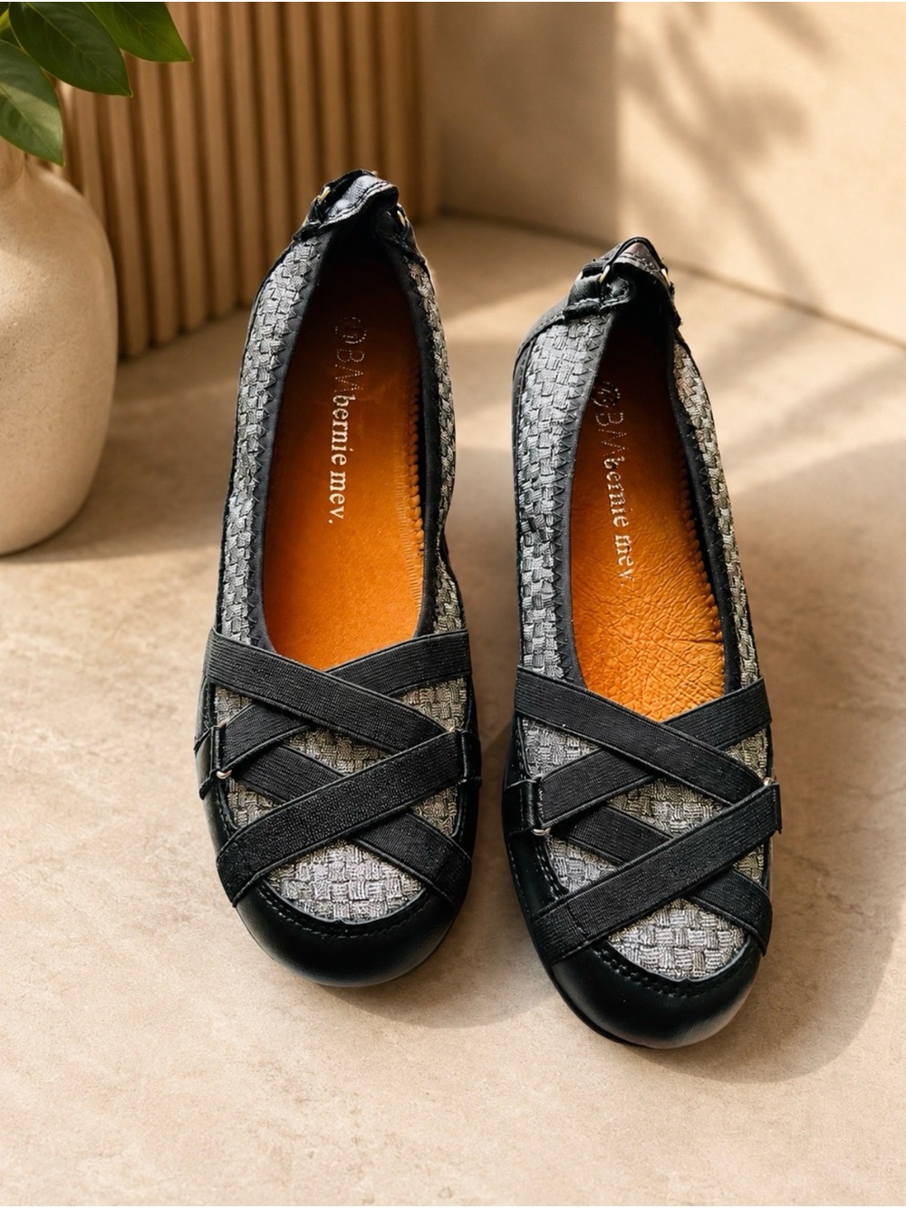 Bernie Mev Style Black Woven Ballet Flats - Women's BNIB